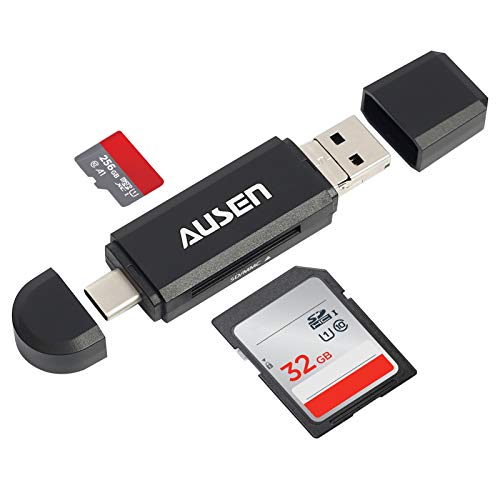 AUSEN SD/TF カードリーダー 3 in 1 Type-C/Micro usb/USB メモリカードリーダー OTG機能 高速データ転..