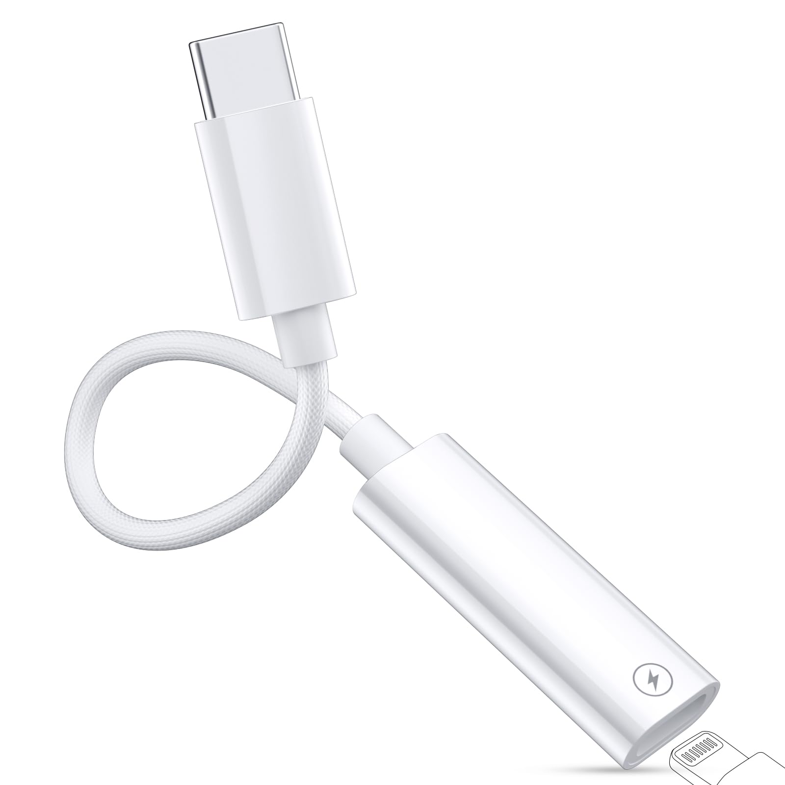 lightning usb-c 変換アダプタ データ転送 27W PD急速充電 PDチップ搭載 対応iphone 15 pro max plus iPad 10 Pro 6 Air 4 5 MacbookなどiOS機器 ナイロン編みケーブル 15cm ライトニング to Type C 変換コネクター i-Phone タイプc変換ケーブル ホワイト 非対応イヤホ