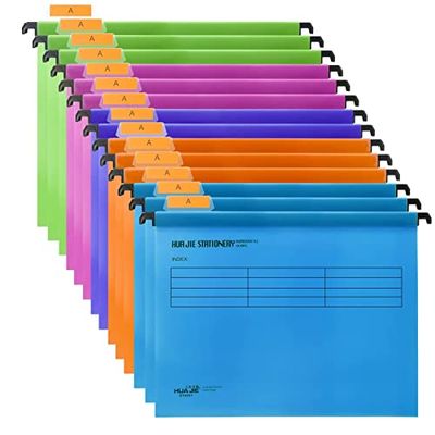 A4サスペンションファイル、MerryNine15PCSポリプロピレンファイリングキャビネットサスペンションファイル（タブとカードインサート付き）学校の宿題オフィス組織用 (混色)