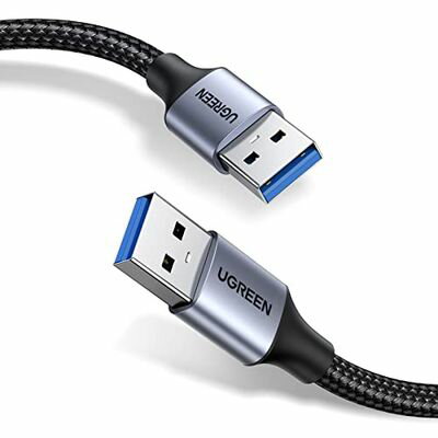 UGREEN USB ケーブル オスオス USB 3.0 a-aタイプ 5Gbps 高速転送 高耐久性 アルミシェルとナイロン編み ライト給電用 冷却ファン HDD TV Box カメラ DVDプレーヤー プリンタ モデムなどと互換性あり 2M