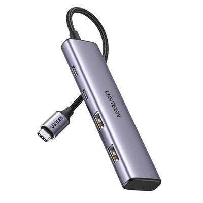 UGREEN USB Cハブ 4ポート拡張【2A2C】 USB C to USB 3.0 ハブ 2*USB-C+2*USB-Aポート 5Gbps高速伝送 スリム設計MacBook Pro/Air, iPad Pro, XPS, Surface, Galaxy S23用 テレワーク/リモート/在宅勤務/ゲームに最適