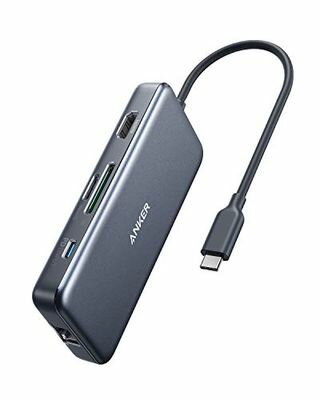 Anker PowerExpand+ 7-in-1 USB-C PD イーサネット ハブ 4K対応HDMI出力ポート 60W Power Delivery 対応USB-Cポート 1Gbps USB-A ポート microSD&SDカード スロット搭載 MacBook Pro/iPad Pro/ChromeBook 他対応 テレワーク リモート 在宅勤務