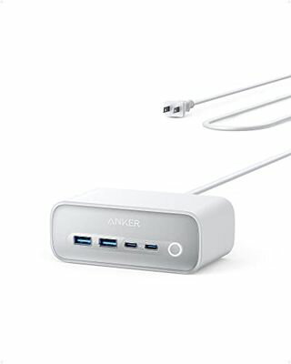 Anker 525 Charging Station/USB-C 2ポート USB-A 2ポート/AC差込口 3口/延長コード 1.5m/USB Power Delivery対応/MacBook Windows PC iPad iPhone Galaxy Androidスマートフォン ノートPC対応 (ホワイト)