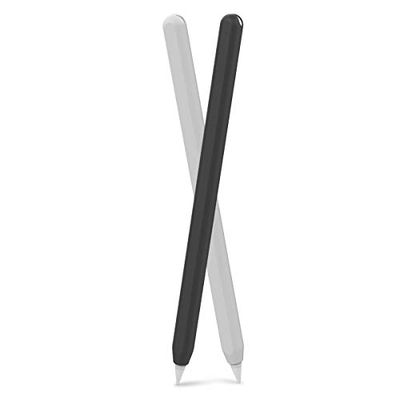 AhaStyle 超薄型 Apple Pencil 2 シリコン保護ケース Apple Pencil 第二世代のみに適用 二本セット (黒，白).