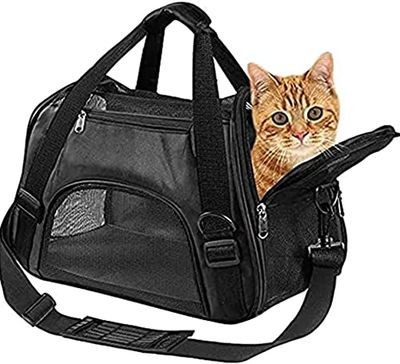 キャリー バッグ ペットキャリー ショルダー 手提げ 猫・小型犬用 5kg耐荷重 キャリー バッグ お洒落 通気性 折りたたみ おでかけ 旅行 通院 防災 Sサイズ 黒 Sブラック 