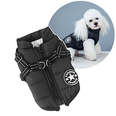 Oncpcare 犬服 一体型綿入れを牽引する 犬 ベスト 綿服コート 猫 小型犬 中型犬 服 お散歩 軽量 着脱簡単 秋 冬 防寒 防水ジャケット 暖かい ペット服