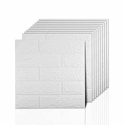 Sodeno 3D壁紙 10枚セット クッションシート リメイクシート 壁紙リフォーム 立体シール レンガ調 貼付簡単 模様替え 防水 カット可能 簡単DIY インテリアシート ウォールステッカー リビング キッチン (白い)