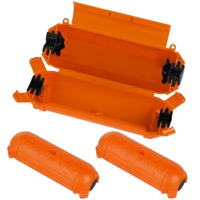 RESTMO 防水 延長コード 屋外 電源ボックス コンセントカバー 耐候性 雨よけ ストリングライトを保護する 吊り下げ可能 3個セット オレンジ