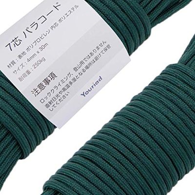 Youriad パラコード 4mm ストラップ ロープ 7芯 30m 耐荷重 250kg 007_022 グリーン 15