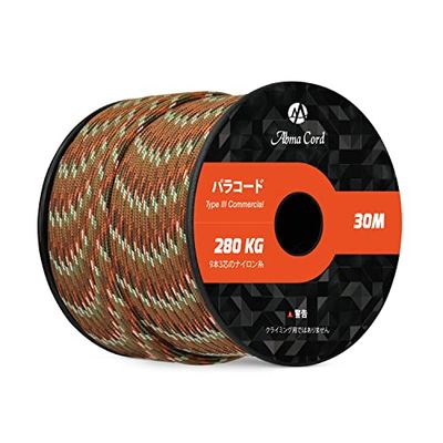 Abma Cord パラコード 4mm 9芯 パラシュートコード ガイロープ 耐荷重280kg テントロープ サバイバル アクセサリー制作用（30m/50m）