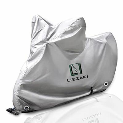 Libzaki バイクカバー 210Dオックス厚手生地 盗難・風飛び防止 5L-6L 全長255cmまで適用 大型バイク車体カバー 収納袋付きシ 銀 