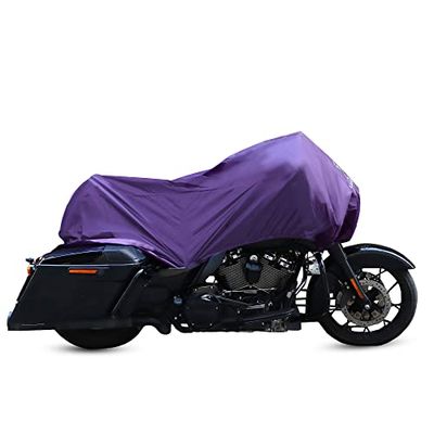 uxcell バイクカバー バイク車体カバー ハーフカバー 防水 風飛び防止 UVカット 防塵 丈夫 軽量 収納バッグ付き L パープル