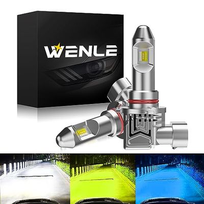 WENLE(ウエンレ) 超爆光14000LM HB3/HB4共用 LED フォグランプ 3色切り替え ホワイト/レモン/ブルー DC12V車用 明るい40W 一体型 無極性 カラーチェンジ バルブ 左右分2本入り