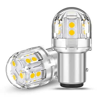 12V-24V車用 S25 ダブル球 LED ホワイト 爆光 テールランプ/ブレーキランプ 15連3030SMD BAY15D P21/5W LEDバルブ LEDランプ 汎用 高輝度 車検対応 国産車対応 (2個入り)