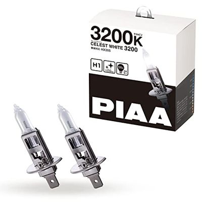 PIAA ヘッドランプ/フォグランプ用 ハロゲンバルブ H1 3200K セレストホワイト 車検対応 2個入 12V 55W(100W相当) 安心のメーカー保証1年付 HX305