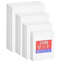 商品情報商品の説明主な仕様 ★【四つのサイズ】豊かな20枚セットで、（127×178、203×254mm、228×305mm、280×355mm）の四つのサイズがあり、各サイズに5枚があります。サイズは豊富なので、ニーズに合わせてお選びいただけます。想像力をフルに発揮できます。子供、大人、高齢者、初心者だけではなく、絵画の練習を目的としたアーティストや専門家に最適です。油絵画、アクリル画、水彩画、水粉画、テンペラなど、多くのタイプの絵画に適しています。br★【想像力育成・ストレス発散】ご自宅でも絵画を自由に描けます。定期的に絵を描いていくことで、創造性と表現力を高めることができます。また、子供でも会社員でも、授業や仕事のストレスから離れて、自分をリラックスさせます。趣味を育てるだけでなく、時間をつぶすこともできます！br★【綿化繊混紡＆高品質ボード】綿化繊混紡は麻に比べてキャンバスの目が均一で描きやすく、滑らかな手触りを持ち、色乗りがよくになります。また、褪色しにくい、長期間鮮やかな色を保ちます。中密度繊維板の品質は、通常の段ボールよりも丈夫で変形にくいす。また、大量の塗料を塗布しても屈曲しなく、ご安心ください。br★【オイル漏れ防止＆耐引き裂き】トリプルプライミングは、油とアクリルの両方に最適なすぐに使用できる塗装面を作成し、表面の色を保持し、背面からの浸透をを効果的に防ぐことができます。そして、リップストップ生地を使用するので、引き裂きにくいです。オイル塗料や水彩絵の具からアクリルまで、いろいろな用途で使用できます。br★【携帯便利＆広い用途】各キャンバスボードは、清潔に保つために個別にパッケージ化されています。そのキャンバスは厚手の木枠タイプより薄くて、軽くて持ち運びに便利で、野外スケッチなどにも向いています。いつでもどこでも、このキャンバス画布を使って楽しい一日を過ごすことができます。 生活をよりカラフルで面白いものにしましょう！