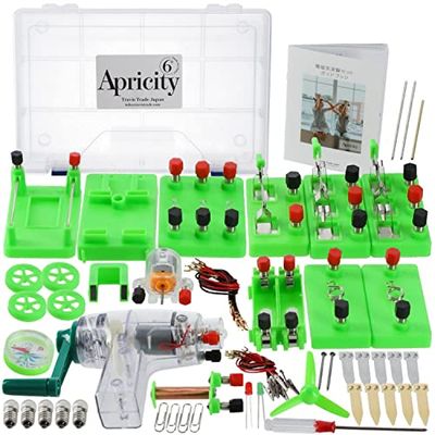 Apricity 電気回路 電気実験 セット 理解を深める 14種類の実験 ガイドブック付 豆電球 直列 並列 手回し発電機 フレミングの法則 自由研究