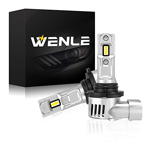 WENLE(ウエンレ) 新規 純正ハロゲンサイズ+爆光16000LM led HB3 ヘッドライト 車検対応 バルブ キャンセラー 一体型 コンパクト 60W ホワイト 12V車対応(ハイブリッド車・EV車対応) 6500K ノイズなし LEDバルブ 左右分2本入り 1