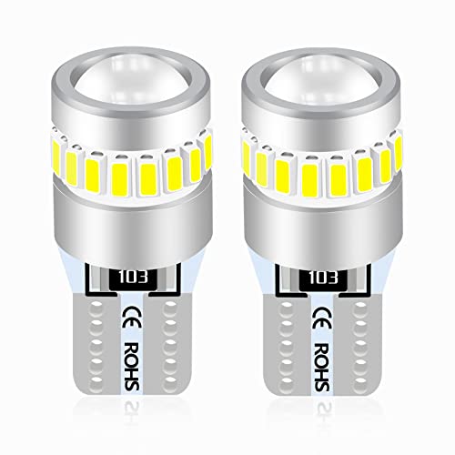 LTONXEN T10 led ホワイト 爆光 レンズ付き 無極性 ポジションランプ 19個のLEDチップ搭載 360°無死角照射 6500K ledルームランプ DC 12V 車用ナンバー灯/ルームランプ/ナンバー プレート/メーターランプ (2個入）…