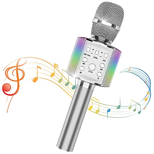 Sky Stone カラオケマイクワイヤレスマイク bluetooth microphone karaoke LEDライト付き 音楽再生 録..