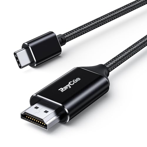 RayCue USB C HDMI 変換ケーブル 2M 4K＠30Hz 変換コネクタ 設定不要 ナイロンコード Thunderbolt 3/4 MacBook Pro/MacBook Air iPhone15 Proなど タイプC パソコン/タブレットスマホ対応 娯楽用 在宅勤務 職場用 ブラック