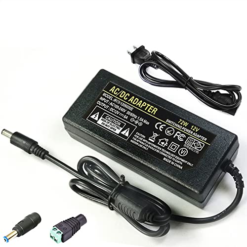 Geluorui ACアダプター 12V 6A 電源アダプター 72W DC12v 5A 4A スイッチング電源 LED テープライト ビデオ 防犯カメラ 監視カメラ給電用 電源アダプター AC100V→DC12V 変換アダプター インバーター コンバーター ac dc 12v安定化電源