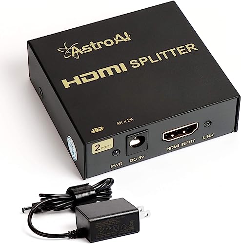 AstroAI HDMI 分配器 HDMI スプリッター HDMI 同時出力 1入力2出力 アダプターPSE認証 同時出力 4K 3D HDCP Ver 1.4 Nintendo Switch PS4 Xbox HDTV DVDプレーヤーなど対応 動作確認済 結束バンド付きブラック お歳暮