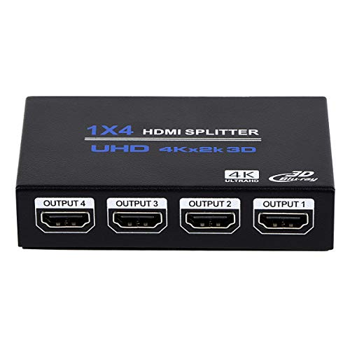 1x4 HDMIスプリッター HDMI 分配器 1 入力 4 出力 HDMIスプリッターオーディオビデオディストリビューターボックス 3…