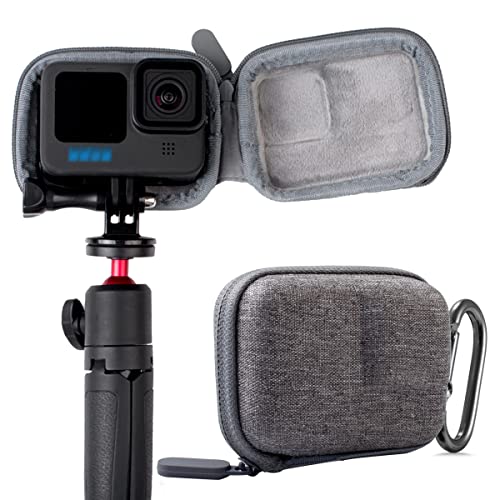 【Taisioner】GoPro HERO12/11/10/9/8/7/6/5用ミニケース 防振防塵 保護ケース セルカ棒取り外し不要 グレー