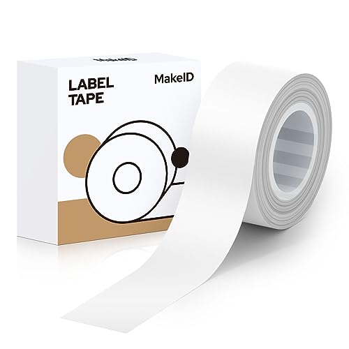 MakeID L1/Q1ラベルプリンタ―用紙全面ラベル ラベルシール 純正 感熱ロール紙 幅16mm長4m 手書き/値札/宛名/重量/番号/に適用 Android/IOS対応 (ホワイト)