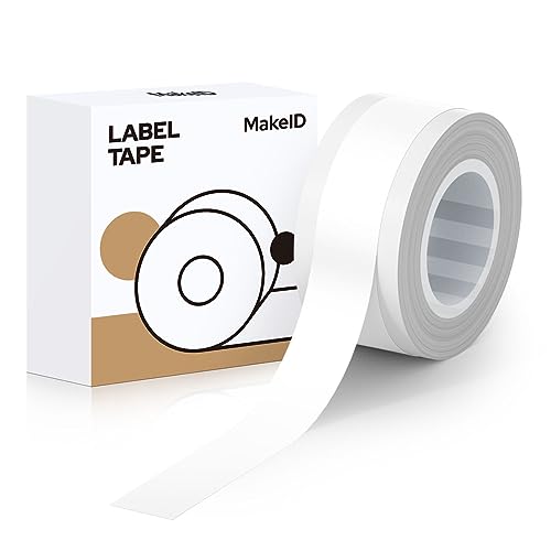 MakeID L1ラベルプリンタ―用紙全面ラベル ラベルシール 純正 感熱ロール紙 幅12mm長4m 手書き/値札/宛名/重量/番号/に適用 Android/IOS対応 (ホワイト)