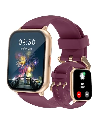 RUIMEN スマートウォッチ 通話機能付き レディース Smart Watch iPhone アンドロイド対応 女性生理周期管理 歩数計 腕時計 着信通知 睡眠管理 懐中電灯 天気予報 音楽制御 消費カロリー IP68防水 長持ちバッテリー ストップウォッチ 目覚まし時計 長座注意 スマート探す