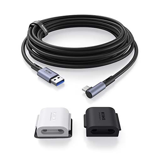 KIWI design Quest 3/2/1/ProおよびPico 4に対応したリンクケーブル、16フィート、ケーブルクリップ付き、高速PCデータ転送、VRヘッドセット用USB 3.0からUSB Cケーブル