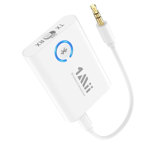 1Mii Bluetooth 5.3 トランスミッター レシーバー テレビ ブルートゥース 送信機 受信機 一台二役 2台同時接続 aptX Adaptive/aptX LL 低遅延/aptX HD オーディオ/AAC AUX イヤホンジャック 3.5mm 対応、 車 車載 TV/PC/スピーカー/ホーム/飛行機/ボート/ジム用、充電し