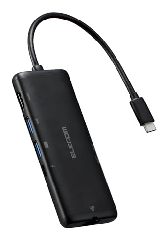 エレコム USB-C ハブ ドッキングステーション 7in1 PD対応 100W LANポート イーサネット対応 HDMI 4K60Hz 高速データ転送 5Gbps SD/microSD iPad/iPad Air/Macbook/Macbook Pro対応 ブラック DST-W02