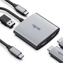 Vigoole Hdmi スプリッター デュアル モニター モニター アダプター 拡張ディスプレイ 2 コネクタ ラップトップ usb c ハブ 拡張 2 ダブル エクステンダー スクリーン 3