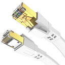 LANケーブル 20m CAT8 Soohut フラットLANケーブル 40Gbps/2000MHzランケーブル RJ45 コネクタ インターネット 有線ケーブル （ホワイト）