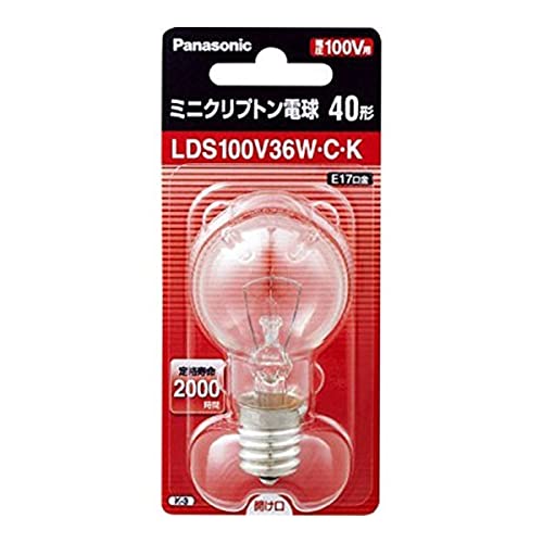 商品情報商品の説明説明 ●パナソニック LDS10V36WCK ミニクリプトン電球 36W クリア●アルゴンよりも熱伝導率の低いクリプトンの封入で、長寿命を実現した電球です。●外径のコンパクト化によって、スポットライト、ダウンライト、シャンデリア、スタンド、ブラケットなど幅広く使用できます。●仕様●規格:35mm径、40形●ガラス仕上:クリア●バルブ径:35mm●長さ:67mm●重量:14g●口金:E17●定格消費電力:36W●全光束:490Lm●定格寿命:2000h主な仕様 常温