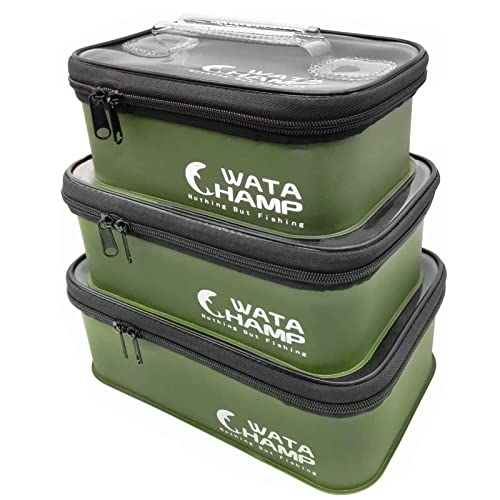 ワタチャンプ(WATACHAMP) 釣り タックルボックス 3個セット/1個 EVA ミニバッカン タックルケース ルアーケース 透明な上蓋 ソフトな持ち手 持ち運び便利 多機能 ダークグリーン (タックルボックス(緑 3つ))