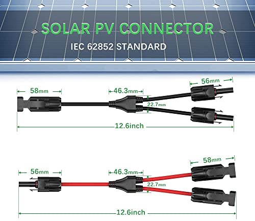 GTIWUNG 2組 MC4 コネクター(Y字型) ソーラーパネル専用 MMF + FFM ブランチ Y型並列MC4コネクター MC4コネクター ソーラーパネル 接続ケーブル用 MC4型コネクター (オス・メス) MC4コネクタ 取り付けレンチ 2本 3