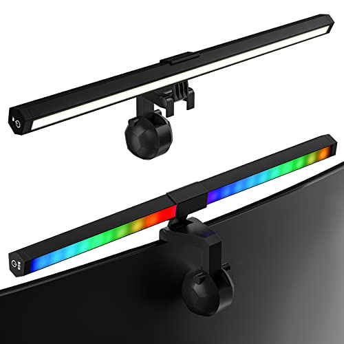 【高輝度 680Lux】SHUWEI モニターライト RGB モニター掛け式 スクリーンバー 40cm 昼白色/昼光色/電球色/7色カラフル 3段階調光 パソコン作業 ゲーム雰囲気 USBモニターライトバー 厚さ1～3cmのモニター対応 pcライト SW-005