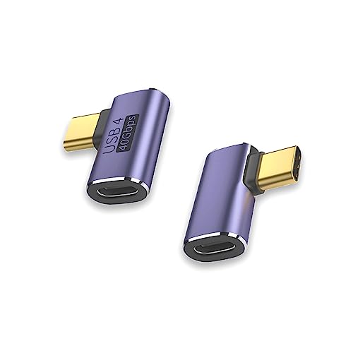 USB4.0 Type C 変換アダプター L字 L型 タイプc type-c 変換アダプタ 2個セット[ USB4.0延長アダプタ 40Gbps高速転送 100/5A急速充電 8K@60Hz映像出力対応]usb-c コネクター ドライブレコーダー、Thunderbolt 3、Mac Book Pro、Nintendo Switch、Nexus 6P 5X、Sam sung