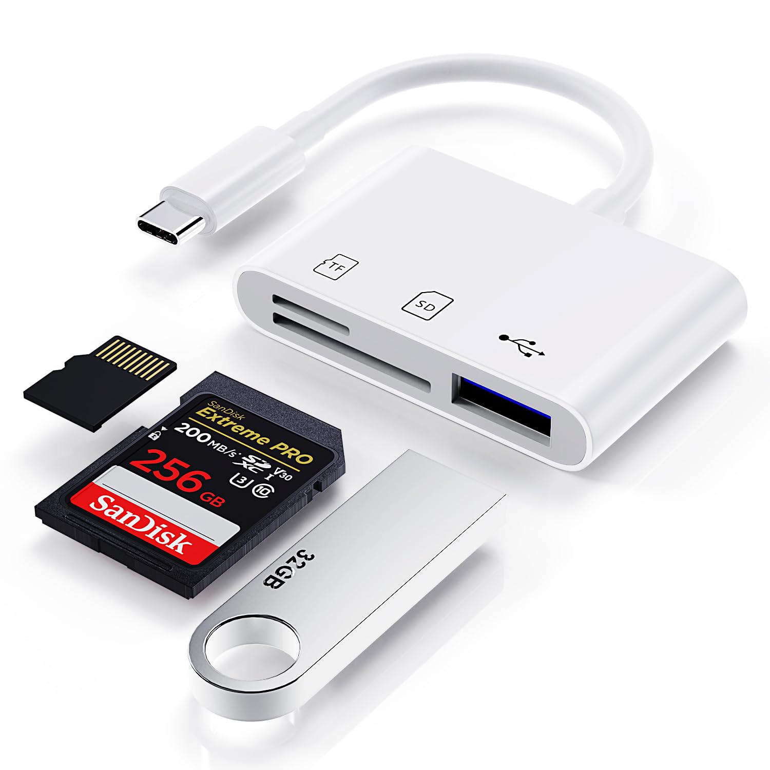 Topaka type-c カードリーダー 3in1 i-Phone15対応 タイプc sdカード SD/TFカードリーダー USB 3.0 OTG..