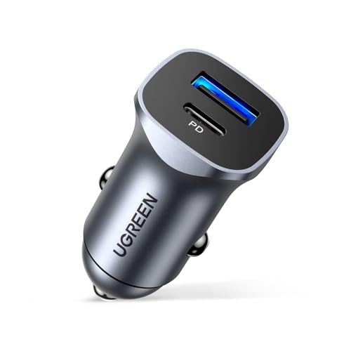 UGREEN シガーソケット USB 38W USB Cカーチャージャー 2ポート【PD 20W+QC 18W】 車 急速充電 PD3.0 QC3.0 PPS対応 12V/24V車全対応 超コンパクト タイプC 車 充電器 iPhone15シリーズ/Galaxy/Xperia/Samsung/iPadなどに対応