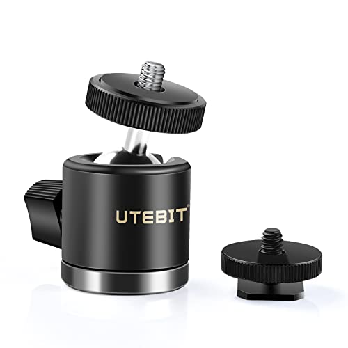 UTEBIT 自由雲台 360度 回転可能 ボールヘッド雲台 直径20mm ダボ 1/4 ネジ ネジ付シュー ベース ライ..
