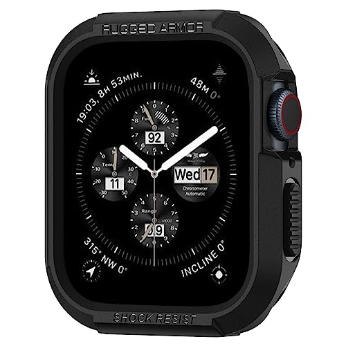 【Spigen】 Apple Watch ケース 41mm | 40mm 【 Series 9 / 8 / SE 2 /Series 7 / SE/Series 6 / Series 5 / Series 4 対応 】 落下 衝撃 吸収 タフネスデザイン 保護カバー アップルウォッチケース ラギッド・アーマー 061CS24480 (ブラック)