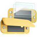 ProCase Switch Lite フリップケース [ガラス2枚付き] スリム クリアソフトTPU カバー 耐衝撃 保護カバー 対応機種： Switch Lite 2019 −イエロー