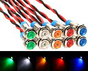 KILIGEN 10個 6mm 110V-220VAC LED 防水インジケータライト パイロットライトシグナル インジケータ（緑/黄/赤/青/白，5色）