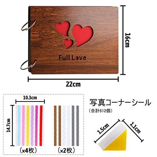 HUAZONTOM アルバム 手作り フォトアルバム フォトブック 貼るタイプ 30ページ 写真 コーナーシール付き 誕生日 記念日 彼氏 プレゼント サプライズ 木製 ギフト ボックス photo album 母の日 ハート 2