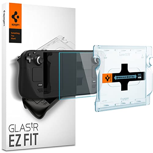 Spigen EZ Fit ガラスフィルム Valve Steam Deck 用 貼り付けキット付き スチームデック 対応 保護 フ..